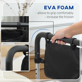 Maner pentru pat cu latime si inaltime reglabile, suport pentru pat din otel cu maner moale 87 x 51,5cm argintiu HOMCOM | Aosom RO