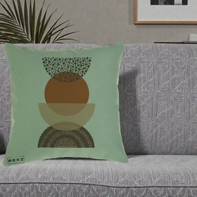 Perna Decorativa Boho Stiva Forme Punctate Terracotta, 40x40 cm, Verde, Husa Detasabila, Perna Inclusa, BEKZ®