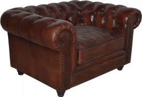 Fotoliu Chesterfield din piele naturala maro, "Classic Chic"
