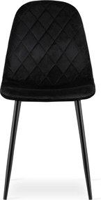 OFERTA Scaun de catifea neagra ASTI cu picioare negre II. calitate