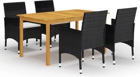 vidaXL Set mobilier de grădină, 5 piese, negru