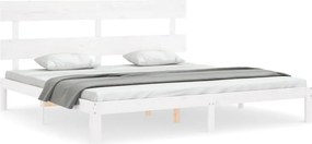 vidaXL Cadru de pat fără saltea, alb, 200x200 cm, lemn masiv pin