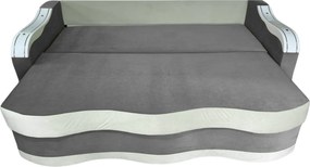 Canapea DIANA extensibila, 3 locuri, cu lada de depozitare, catifea crem cu gri , 220x100x80 Gri + Crem, Catifea