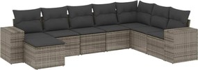 vidaXL Set canapele de grădină cu perne, 8 piese, gri, poliratan