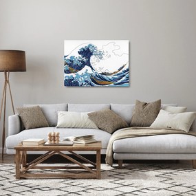 Tablou pe sticlă - Desen japonez, valuri (70x50 cm)