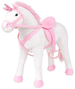 vidaXL Jucărie unicorn din pluș alb și roz xxl