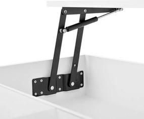 Masă de cafea multifuncțională, cu finisaj lucios și lift, cu iluminare LED, reglabilă pe înălțime și cu spațiu de depozitare flexibil, 78x78x45,5 cm, Alb