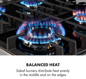 Ignito, plită pe gaz, 4 arzătoare, arzător Sabaf, sticlă ceramică, negru