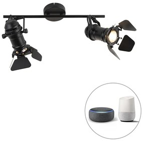 Smart Spotlight negru incl. WiFi GU10 2-light cu clapete - Movie
