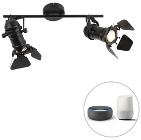 Smart Spotlight negru incl. WiFi GU10 2-light cu clapete - Movie