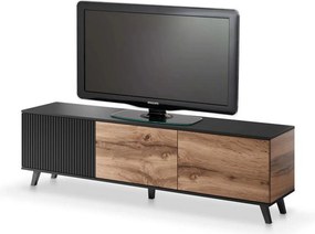 Comoda TV RANDOM, stejar wotan/negru, PAL furniruit, 180x40x52 cm