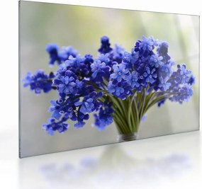 Tablou pe sticlă buchet cu flori albastre (70x50 cm)