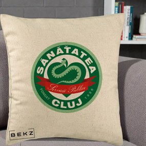 Perna Personalizata Sanatatea Cluj Servicii Publice 1986, 40x40 cm, Bej, Husa Detasabila, Perna Inclusa, BEKZ®