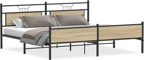 vidaXL Cadru de pat metalic fără saltea, stejar sonoma, 193x201 cm