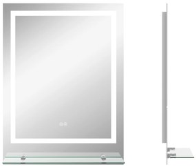kleankin Oglindă rectangulară de perete luminoasă LED pentru baie 80 x 60 cm | Aosom Romania