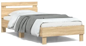 838528 vidaXL Cadru de pat cu tăblie stejar sonoma 100x200 cm lemn prelucrat