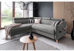 Colțar gri deschis extensibil cu tapițerie din catifea (cu colț pe partea stângă ) Sweet Harmony – Miuform