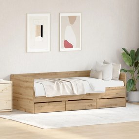 vidaXL Pat de zi Lemn de stejar artizanal Lemn prelucrat 90 x 200 cm