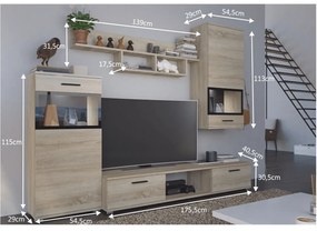 Set Living Break ,stejar sonoma,230 cm lungime,modern,corpuri modulare