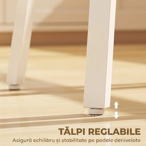 HOMCOM Masă Înaltă Rotundă cu Raft, Masă Modernă pentru Bucătărie sau Dining, PAL, Metal, Lemn Natural și Alb | Aosom Romania