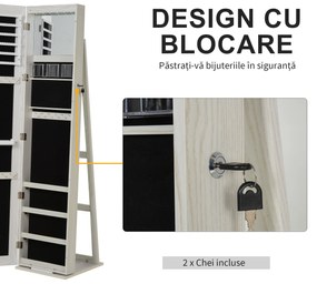 HOMCOM Dulap Bijuterii LED Alb cu Cheie | Aosom Romania