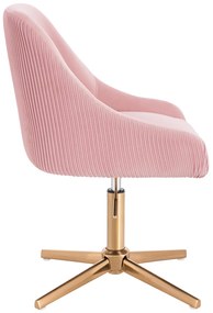 HR920CROSS Scaun Roz Pudra din Catifea cu Bază Aurie
