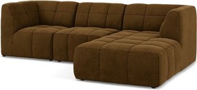 Colțar galben muștar cu tapițerie din catifea (cu colț pe partea dreaptă/cu șezlong) Aloha – Makamii