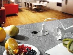 Priză încorporabilă în blat Twist Bachmann, 2 prize Schuko, oțel inoxidabil, D:115 mm Oțel inoxidabil, Metal/Plastic