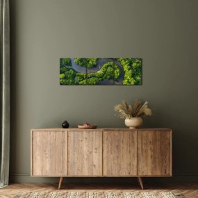 Tablou - Peisaj forestier cu râu (cu ceas) (90x30 cm)