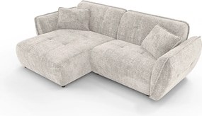 Colțar bej cu tapițerie din chenille (cu colț pe partea stângă/cu șezlong) Nelia – Ropez