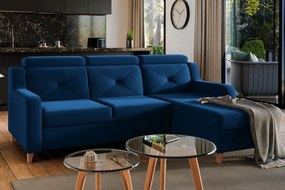 Colțar extensibil Laksaro pe dreapta - catifea albastră Trinity 31