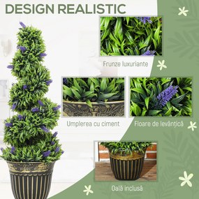 HOMCOM Set de Două Plante Artificiale Lavandă 90 cm | Aosom Romania