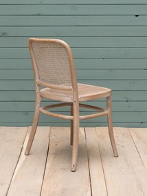Scaun dining bej din lemn de fag, rattan si trestie, Paula