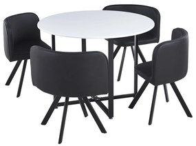 Set de mobilier dining 1+4, alb negru, BEVAN NEW