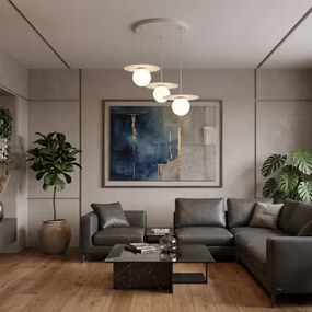 Lustră suspendată pe cablu FLAT, 3xE27/15W/230V, crem