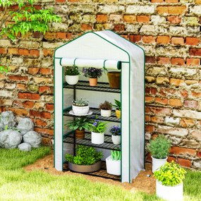Outsunny Seră de grădină balcon raft seră 4 nivele 90 x 49 x 160 cm oțel galvanizat folie PE de înaltă densitate alb | Aosom Romania