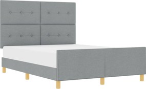 vidaXL Cadru de pat cu headboard Gri deschis 140 x 190 cm țesătură