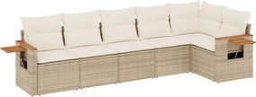 vidaXL Set canapele de grădină cu perne, 6 piese, bej, poliratan