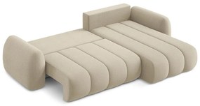 Colțar maro deschis extensibil/cu spațiu de depozitare cu tapițerie din țesătură bouclé (cu colț pe partea dreaptă/cu șezlong) Pele – Makamii