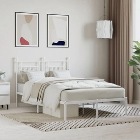 353583 vidaXL Cadru de pat metalic cu tăblie, alb, 120x190 cm