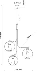 Lustră LED pe cablu CESAR 3xE27/15W/230V negru/gri fumuriu