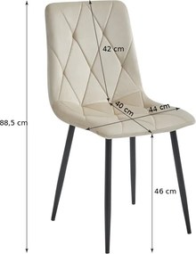 OFERTA Scaun de masa gri de catifea LIBRA cu picioare negre II. calitate