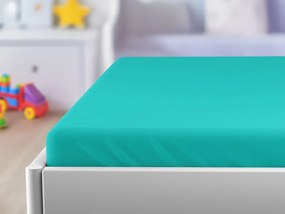 Cearsaf jersey pentru patut copii EXCLUSIVE 70x140 cm turcoaz