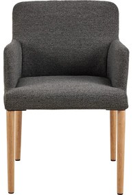 Scaun de sufragerie gri cu cotiere tapițat Zoe – Actona