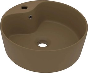 vidaXL Chiuvetă de lux cu preaplin, crem mat, 36 x 13 cm, ceramică