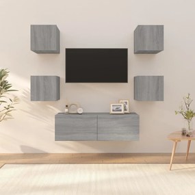 Set dulapuri TV montate pe perete, gri sonoma, lemn prelucrat 1, sonoma gri, 100 x 30 x 30 cm