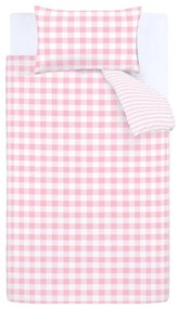 Lenjerie de pat din bumbac Bianca Check And Stripe, 135 x 200 cm, roz