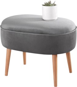 Taburet MOILE, stofa catifelata gri, 63x44x47 cm