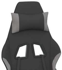 Scaun de gaming pivotant, negru si gri deschis, material textil 1, Gri deschis, Fara suport de picioare