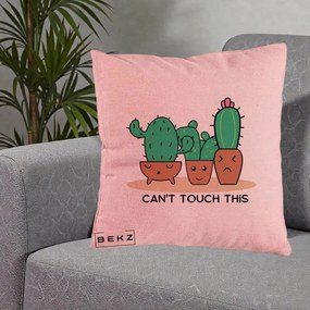 Perna Decorativa Cactus Funny Can't Touch This, 40x40 cm, Roz, Husa Detasabila, Perna Inclusa, BEKZ®
